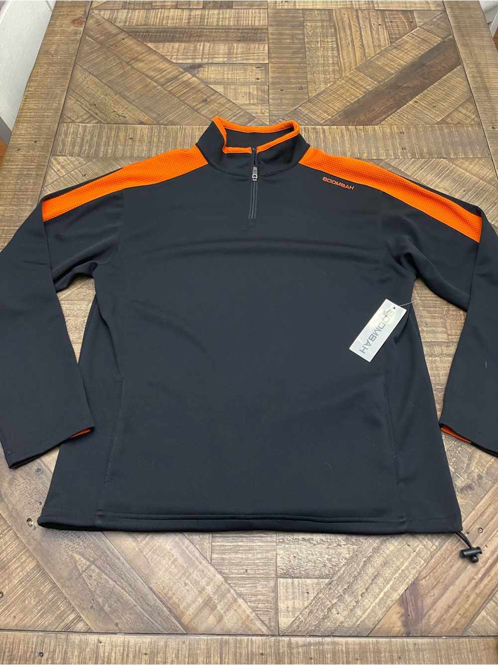 Boombah Men's SuperLux Quarter Zip Pullover Jacket Black Orange Size Medium NWT